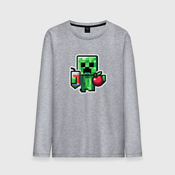 Лонгслив хлопковый мужской Minecraft крипер с маком, цвет: меланж