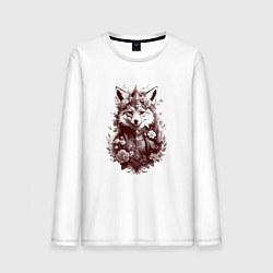 Лонгслив хлопковый мужской Нарядная лиса, цвет: белый