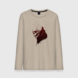 Лонгслив хлопковый мужской Череп с острыми клыками, цвет: миндальный