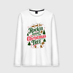 Лонгслив хлопковый мужской Новогодняя атмосфера rockin around the christmas t, цвет: белый