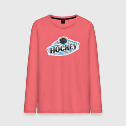 Лонгслив хлопковый мужской Play hockey, цвет: коралловый