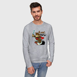 Лонгслив хлопковый мужской Богатырь с мечом, цвет: меланж — фото 2