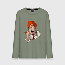 Лонгслив хлопковый мужской Нервный диспетчер из Каламбур: Крутое пике, цвет: авокадо