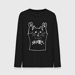 Лонгслив хлопковый мужской Skrillex - cat rock, цвет: черный