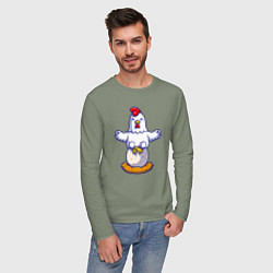 Лонгслив хлопковый мужской Куриная йога, цвет: авокадо — фото 2