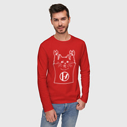 Лонгслив хлопковый мужской Twenty one pilots - cat rock, цвет: красный — фото 2
