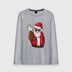 Лонгслив хлопковый мужской Дед мороз сыплет подарками, цвет: меланж