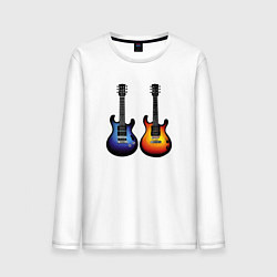 Лонгслив хлопковый мужской Яркие гитары, цвет: белый