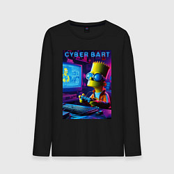 Лонгслив хлопковый мужской Cyber Bart is an avid gamer, цвет: черный