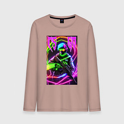 Лонгслив хлопковый мужской Counter Strike go - neon revolution, цвет: пыльно-розовый