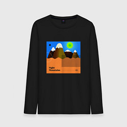 Лонгслив хлопковый мужской Ночные горы, цвет: черный