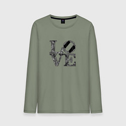 Лонгслив хлопковый мужской L o v e, цвет: авокадо