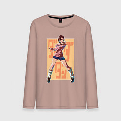 Лонгслив хлопковый мужской Momo Ayase, цвет: пыльно-розовый