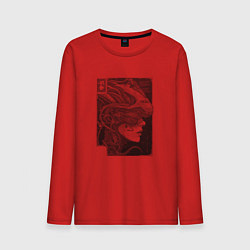Лонгслив хлопковый мужской Андроид в кибернетическом шлеме, цвет: красный