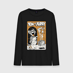 Лонгслив хлопковый мужской Том и Джерри - тосты, цвет: черный