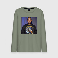 Лонгслив хлопковый мужской Канье Уэст пивозавр, цвет: авокадо
