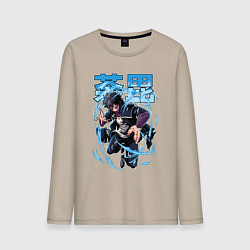 Лонгслив хлопковый мужской Моя геройская академия Даби синее пламя, цвет: миндальный