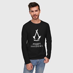 Лонгслив хлопковый мужской Assassins creed - shadows white, цвет: черный — фото 2