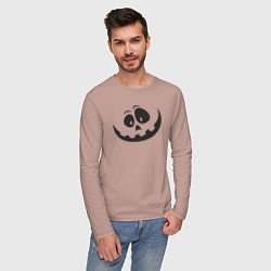 Лонгслив хлопковый мужской Halloween smile, цвет: пыльно-розовый — фото 2