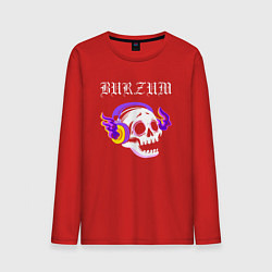 Лонгслив хлопковый мужской Burzum - неоновый череп, цвет: красный
