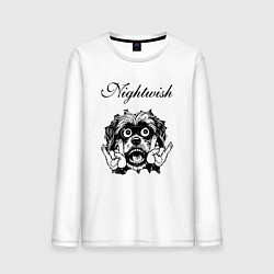 Лонгслив хлопковый мужской Nightwish - rock dog, цвет: белый
