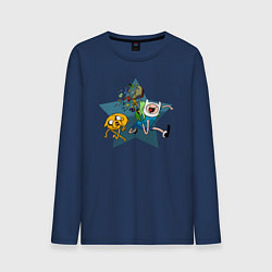 Лонгслив хлопковый мужской Вперед к приключениям, цвет: тёмно-синий