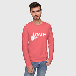 Лонгслив хлопковый мужской Love - fuck, цвет: коралловый — фото 2