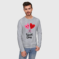 Лонгслив хлопковый мужской Сладкий день, цвет: меланж — фото 2