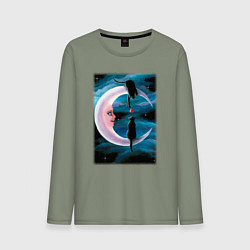 Мужской лонгслив Кошачья любовь на луне