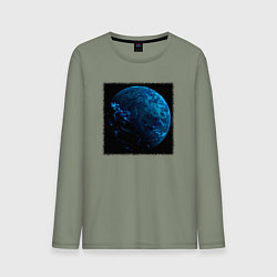 Лонгслив хлопковый мужской Синяя планета трещины, цвет: авокадо