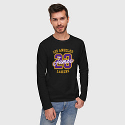 Лонгслив хлопковый мужской Lebron James Lakers, цвет: черный — фото 2