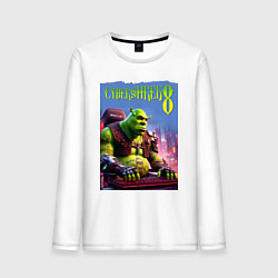 Мужской лонгслив Кибер Шрек в татухах - прикол