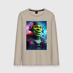 Лонгслив хлопковый мужской Cool Shrek - cyberpunk, цвет: миндальный