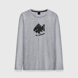 Лонгслив хлопковый мужской Декоративная татуировка рыбы на рыбалку, цвет: меланж