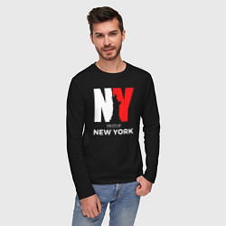 Лонгслив хлопковый мужской The city of New York, цвет: черный — фото 2