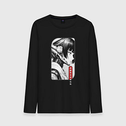 Лонгслив хлопковый мужской Девушка-хакер, цвет: черный