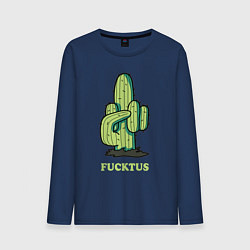Лонгслив хлопковый мужской Cactus - fucktus, цвет: тёмно-синий