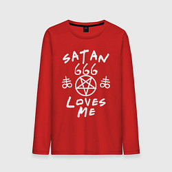 Лонгслив хлопковый мужской Satan 666 loves me, цвет: красный