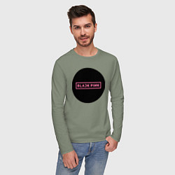 Лонгслив хлопковый мужской Blackpink logotype - group of South Korea, цвет: авокадо — фото 2