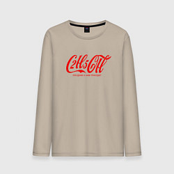 Лонгслив хлопковый мужской C2H5OH праздник к нам приходит, цвет: миндальный