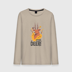 Лонгслив хлопковый мужской Oh deer, цвет: миндальный