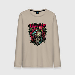 Лонгслив хлопковый мужской Пуля для моего Валентина, цвет: миндальный