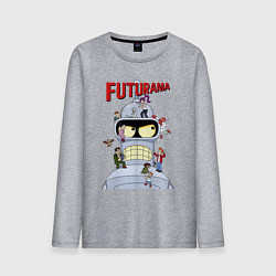 Лонгслив хлопковый мужской Futurama all, цвет: меланж