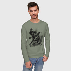 Лонгслив хлопковый мужской Кикбоксинг, цвет: авокадо — фото 2