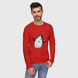 Лонгслив хлопковый мужской Cartoon penguin, цвет: красный — фото 2