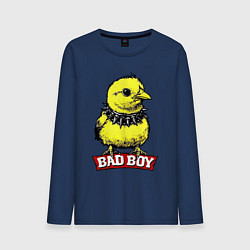 Лонгслив хлопковый мужской Bad boy chicken, цвет: тёмно-синий