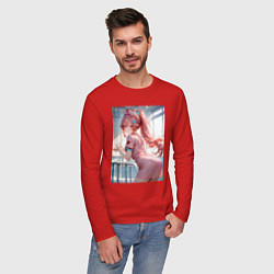Лонгслив хлопковый мужской Медсестричка, цвет: красный — фото 2