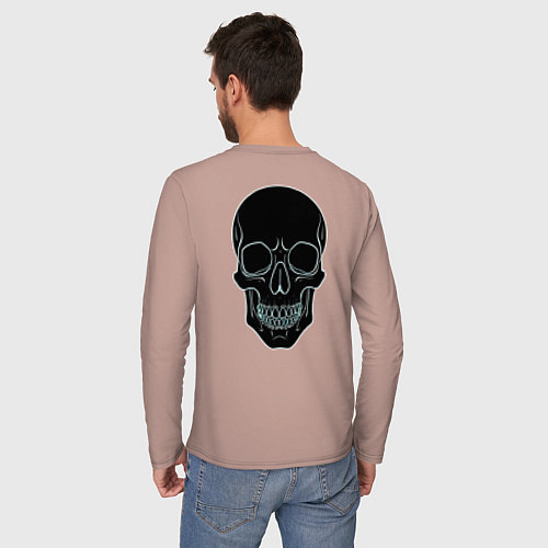 Мужской лонгслив Skull black / Пыльно-розовый – фото 4