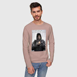 Лонгслив хлопковый мужской Death Stranding - Norman Reedus, цвет: пыльно-розовый — фото 2