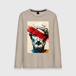 Лонгслив хлопковый мужской Штрих на античной статуе, цвет: миндальный